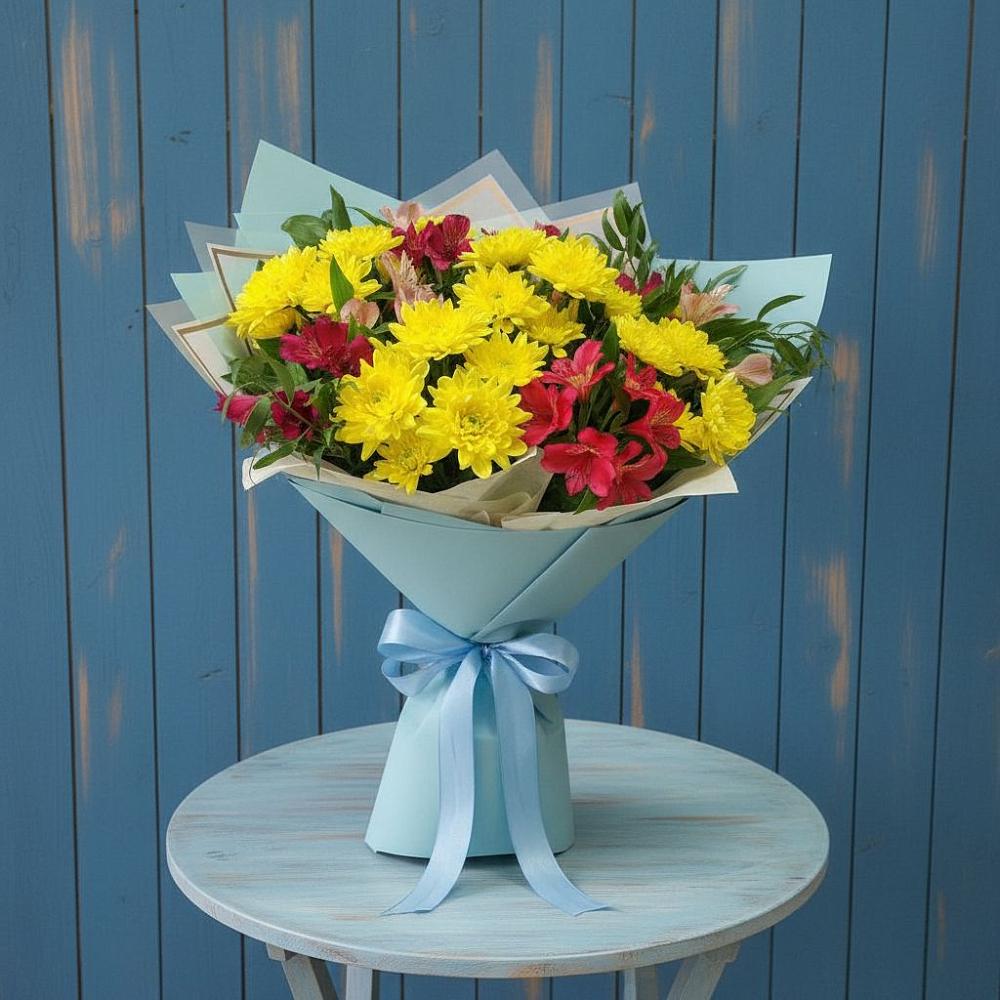Букет цветов из: Альстромерии и Хризантемы в Стремилово