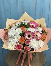 Букет цветов из:  Розы, Герберы и Хризантемы в Стремилово