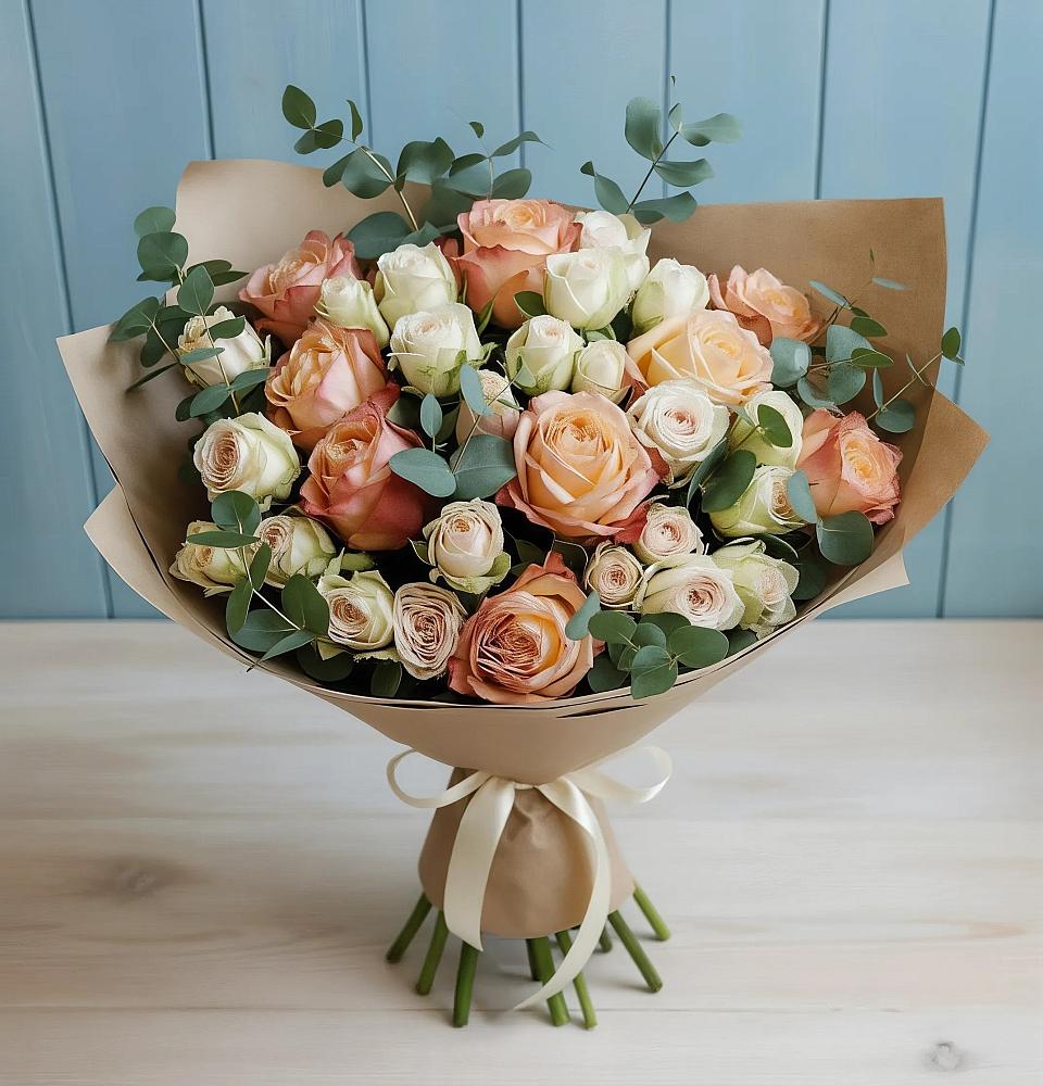 Букет цветов из: Альстромерии и Розы в Стремилово