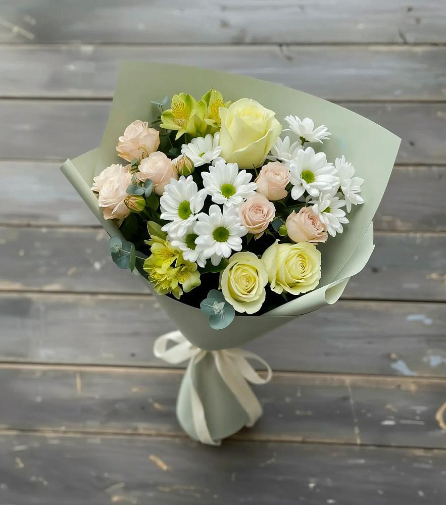 Букет цветов из: Альстромерии, Розы и Хризантемы в Стремилово