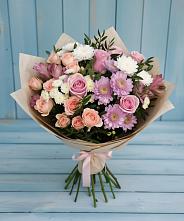 Букет цветов из:  Хризантемы, Розы и Альстромерии в Стремилово