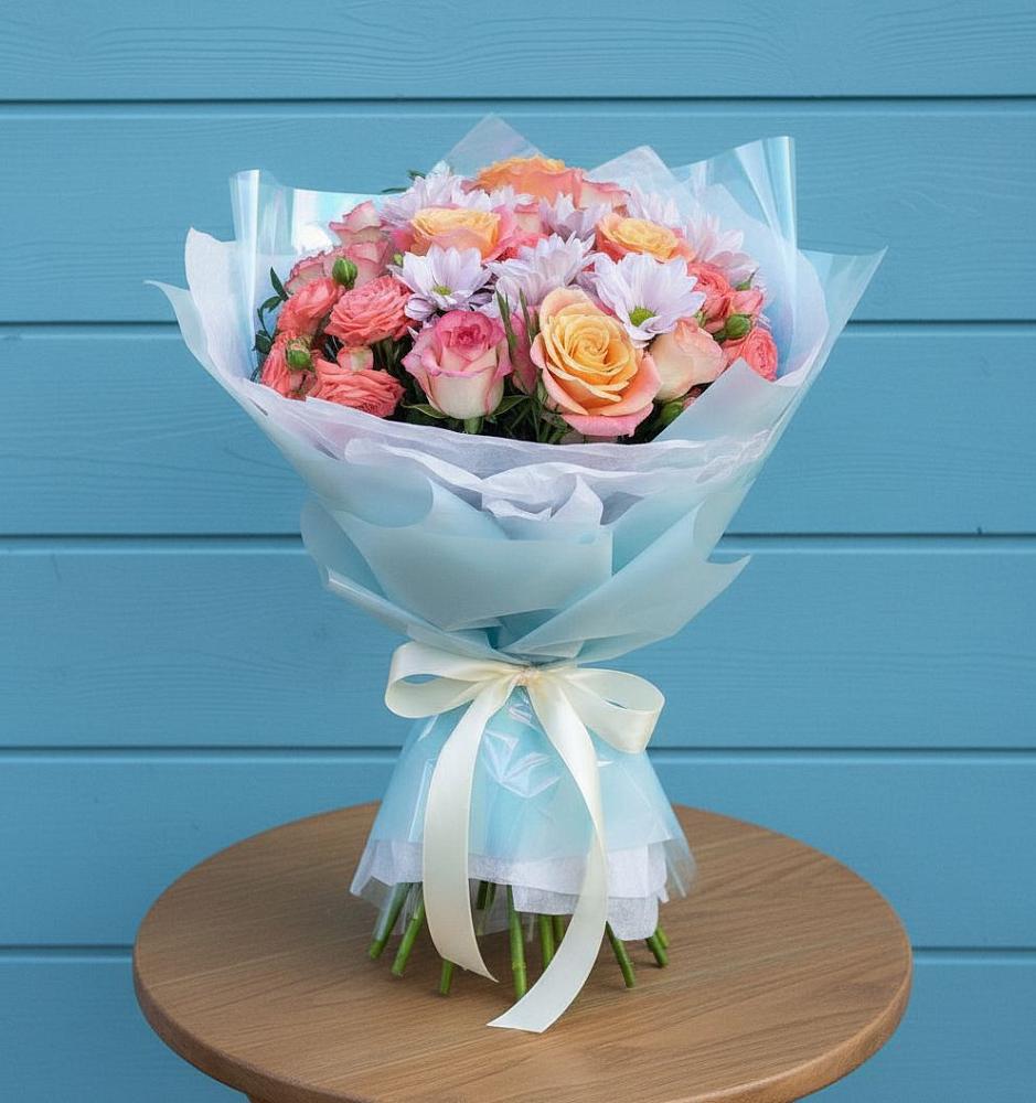 Букет цветов из: Хризантемы и Розы в Стремилово