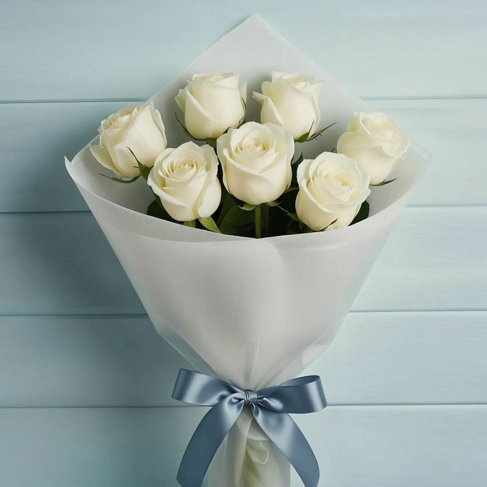 Букет 7 Белых роз Эдлесс Лав в Стремилово